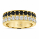 Black & White Diamond Men’s Wedding Band 2.80 Carat 8mm Two Row Pave 14K White Gold Or Yellow Gold Handmade Certified 