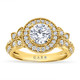 Lab Grown Diamond Butterfly Halo Engagement Ring 1.61 Carat IGI Certified Unique Filigree 14K Gold Handmade