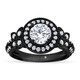 Natural Diamond Butterfly Halo Engagement Ring 1.61 Carat GIA Certified Unique Filigree 14K Black Gold Vintage Style Handmade