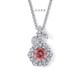 1.27 Carat Lab Grown Pink Diamond Rose Flower Halo Pendant Necklace 14K White Gold, Yellow Gold Or Rose Gold IGI Certified Unique Floral Handmade