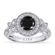 Black Diamond Butterfly Engagement Ring 1.80 Carat Halo Filigree Ring 14K White, Yellow Or Rose Gold Handmade