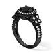 Black Diamond Butterfly Halo Engagement Ring 14K Black Gold Vintage Style Unique Handmade