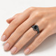 Black Diamond Butterfly Halo Engagement Ring 14K Black Gold Vintage Style Unique Handmade