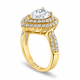 2.68 Carat Pear Shaped Lab Grown Diamond Double Halo Engagement Ring 14K White Gold or Yellow Gold IGI Certified Handmade