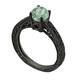 0.85 Carat Green Sapphire Engagement Ring, 14K Black Gold Vintage Style Antique Style Engraved Certified Handmade Unique
