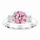 1.80 Carat Lab Grown Pink Diamond Three Stone Engagement Ring 14K White Gold IGI Certified Unique Handmade