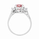 1.80 Carat Lab Grown Pink Diamond Three Stone Engagement Ring 14K White Gold IGI Certified Unique Handmade