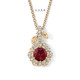 1.41 Carat Garnet Rose Flower Halo Pendant Necklace 14K White or Yellow Gold Certified Handmade