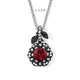Garnet Rose Flower Halo Pendant Necklace 1.41 Carat 14K Black Gold Certified Handmade