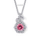Pink Tourmaline Rose Flower Halo Pendant Necklace 1.26 Carat 14K White Gold or Rose Gold Floral Certified Handmade