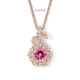 Pink Tourmaline Rose Flower Halo Pendant Necklace 1.26 Carat 14K White Gold or Rose Gold Floral Certified Handmade