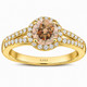 1.00 Carat Champagne Diamond Halo Engagement Ring 14K White Gold Or Yellow Gold Split Shank Filigree Handmade
