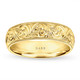 Hand Engraved Men’s Leaf and Scroll Wedding Band 6mm 14K Yellow or White Gold Handmade