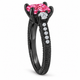Princess Cut Lab Grown Pink Diamond Engagement Ring 2.45 Carat 14K Black Gold Vintage Style IGI Certified Handmade