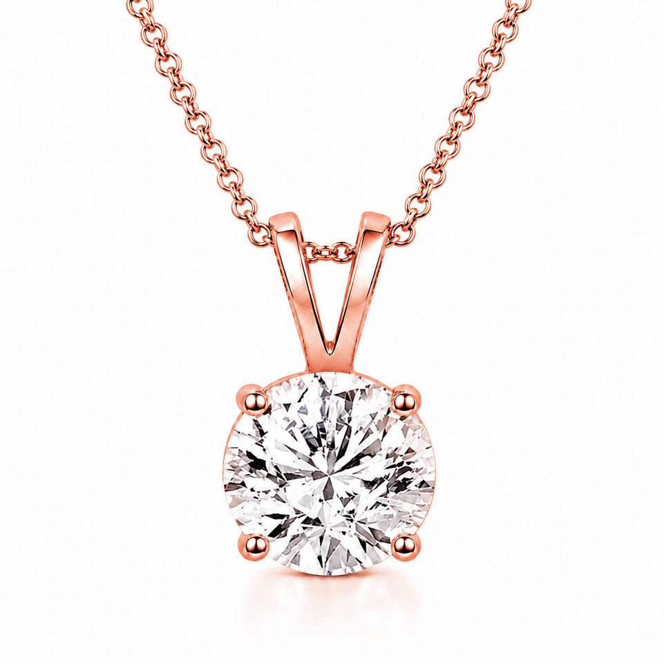 GIA Certified Diamond Solitaire Pendant Necklace 0.70 Carat 14K White Gold, Yellow Gold Or Rose Gold Certified Handmade
