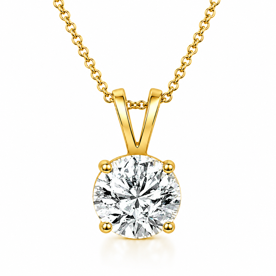 Natural Diamond Solitaire Pendant Necklace 0.50 Carat GIA Certified 14K White Gold, Yellow Gold Or Rose Gold Unique Handmade