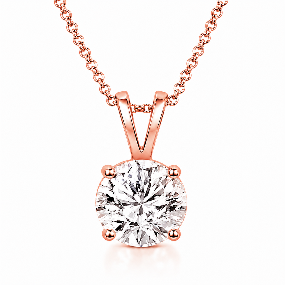 Natural Diamond Solitaire Pendant Necklace 0.50 Carat GIA Certified 14K White Gold, Yellow Gold Or Rose Gold Unique Handmade
