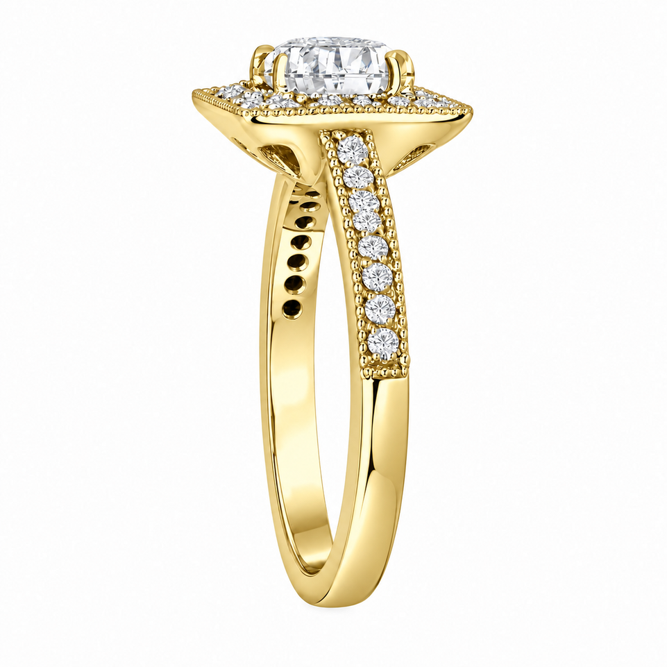 Natural Diamond Halo Engagement Ring 1.34 Carat 14K White Gold, Yellow Gold Or Rose Gold Unique GIA Certified Handmade