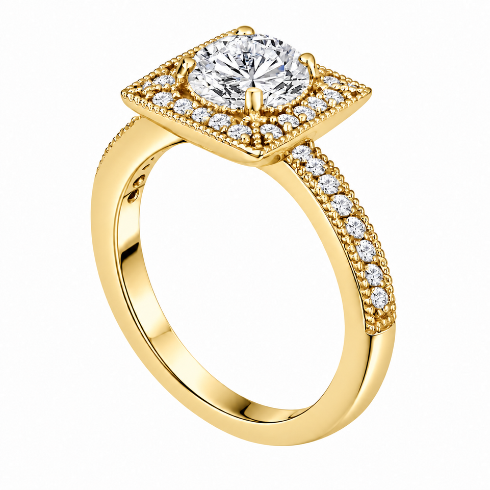 Natural Diamond Halo Engagement Ring 1.34 Carat 14K White Gold, Yellow Gold Or Rose Gold Unique GIA Certified Handmade