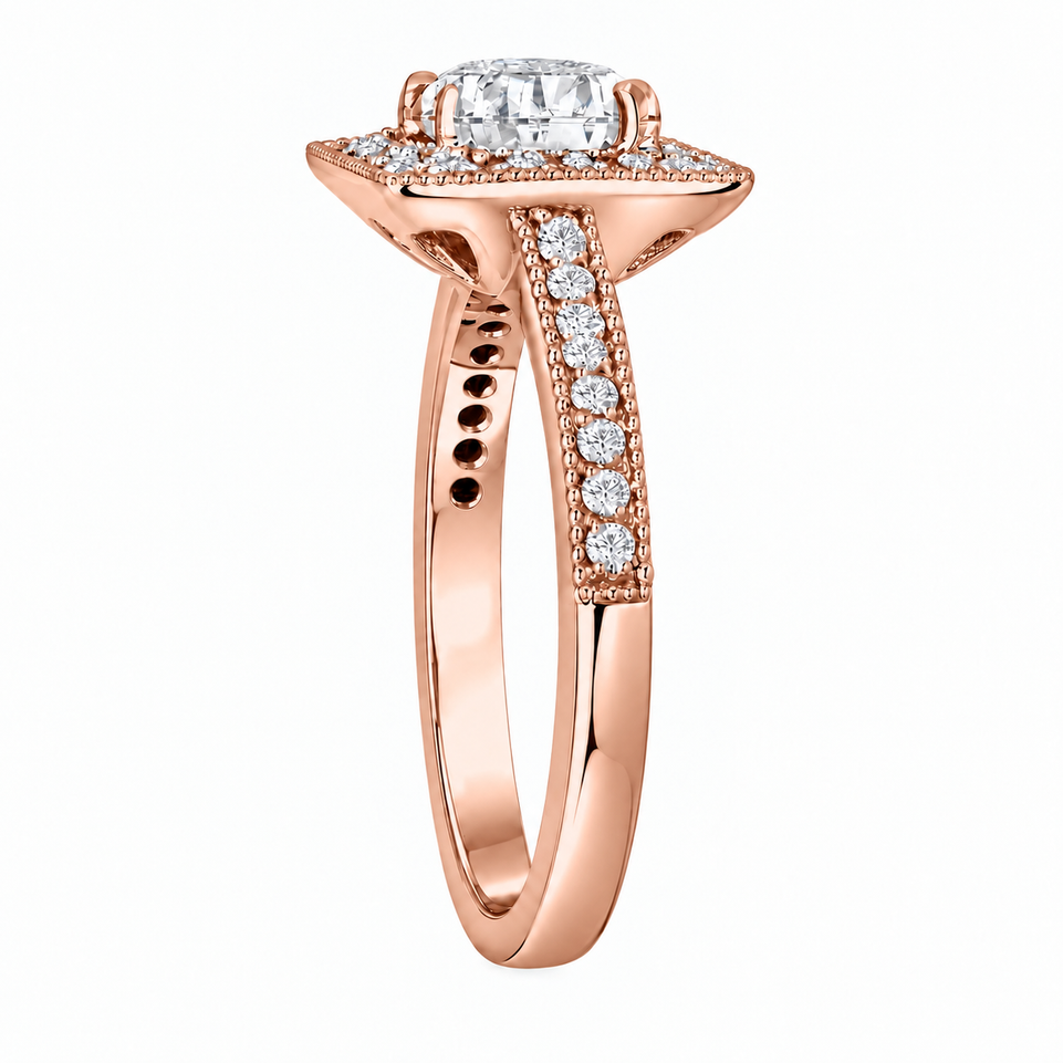 Natural Diamond Halo Engagement Ring 1.34 Carat 14K White Gold, Yellow Gold Or Rose Gold Unique GIA Certified Handmade