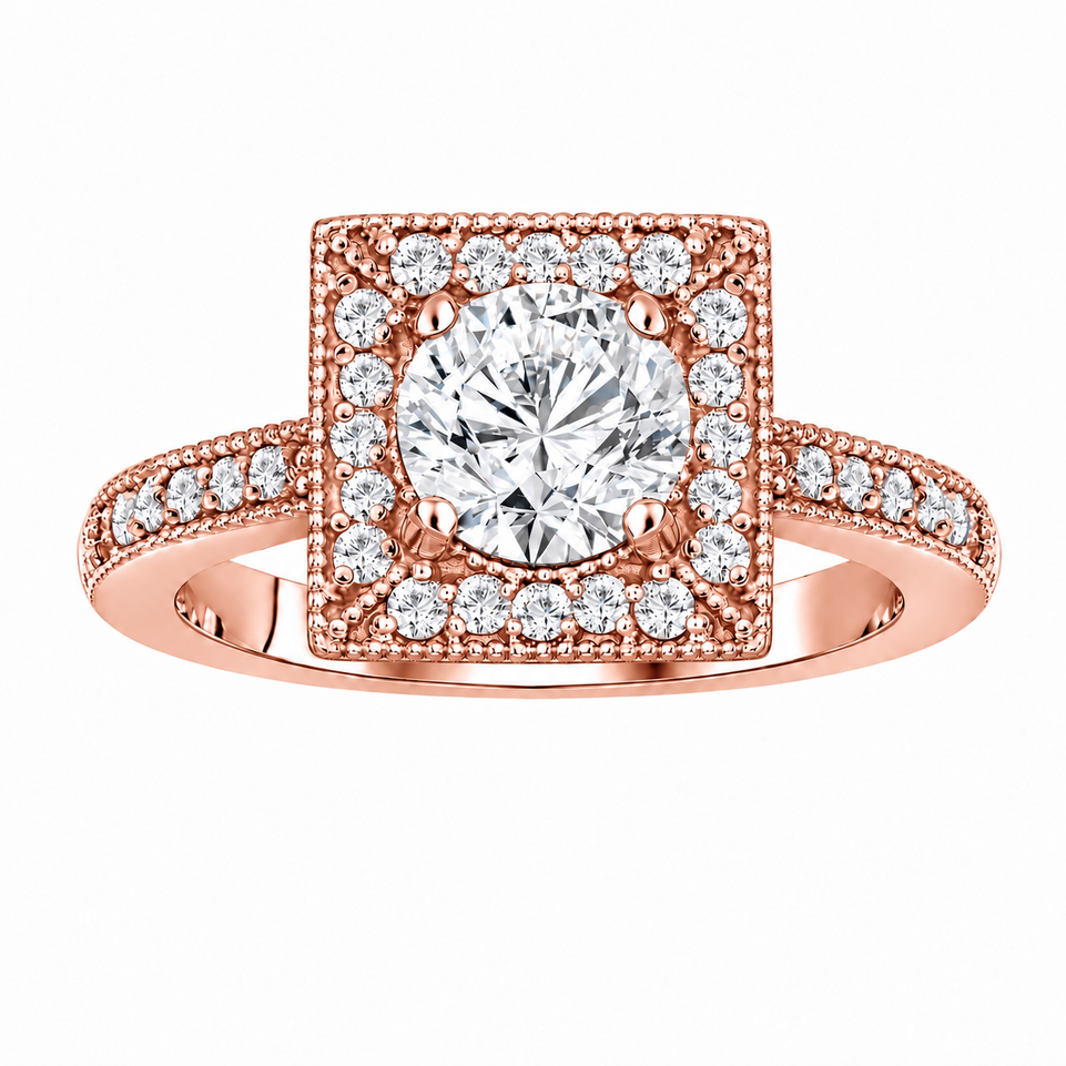 Natural Diamond Halo Engagement Ring 1.34 Carat 14K White Gold, Yellow Gold Or Rose Gold Unique GIA Certified Handmade