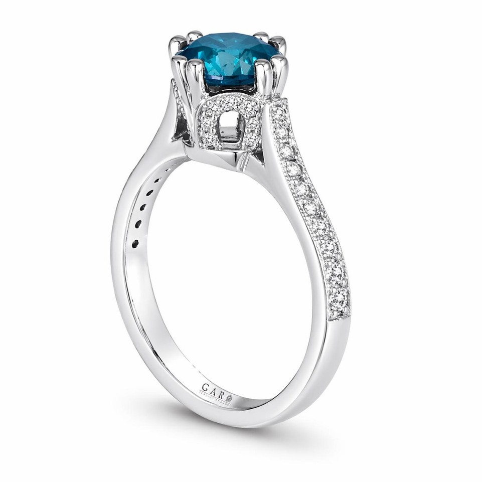 Blue Diamond Engagement Ring 1.83 Carat 14K White Gold Unique Certified  Handmade