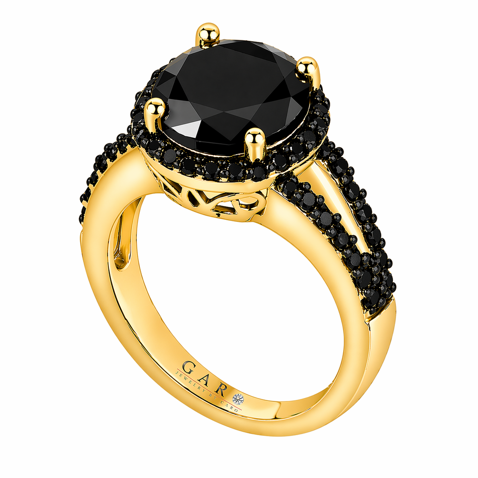 4.78 Carat Black Diamond Halo Engagement Ring 14K White Gold Or Yellow Gold Certified Handmade