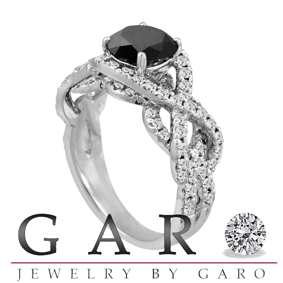 Black & White Diamond Engagement Ring 14K White Gold 2.38 Carat Certified Unique Handmade Black & White Diamond Engagement Ring 14K White Gold 2.38 Carat Certified Unique Handmade