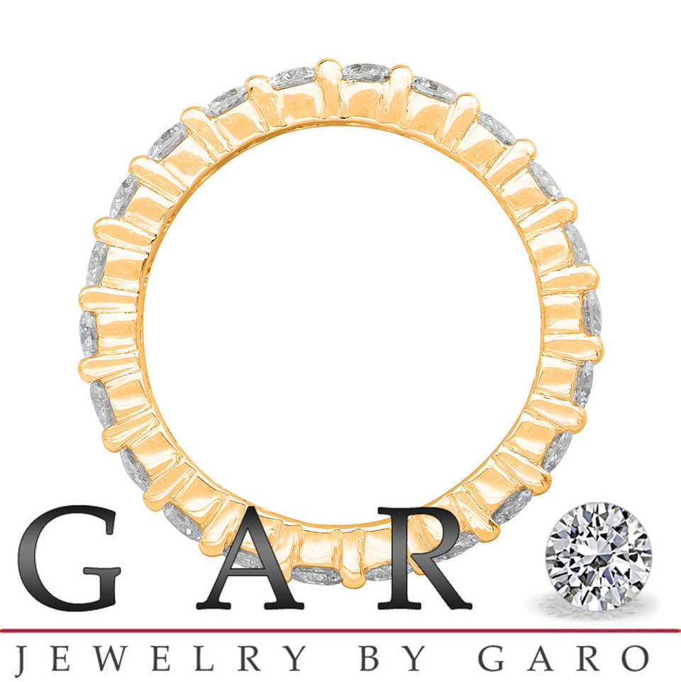 Diamond Eternity Wedding Band, Anniversary Ring 14K Yellow Gold 1.54 Carat Stackable Certified Handmade