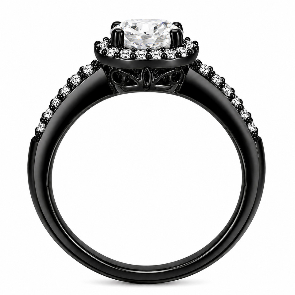 1.03 Carat Natural Diamond Halo Split Shank Engagement Ring 18K Yellow Gold, White Gold or Black Gold GIA Certified Handmade