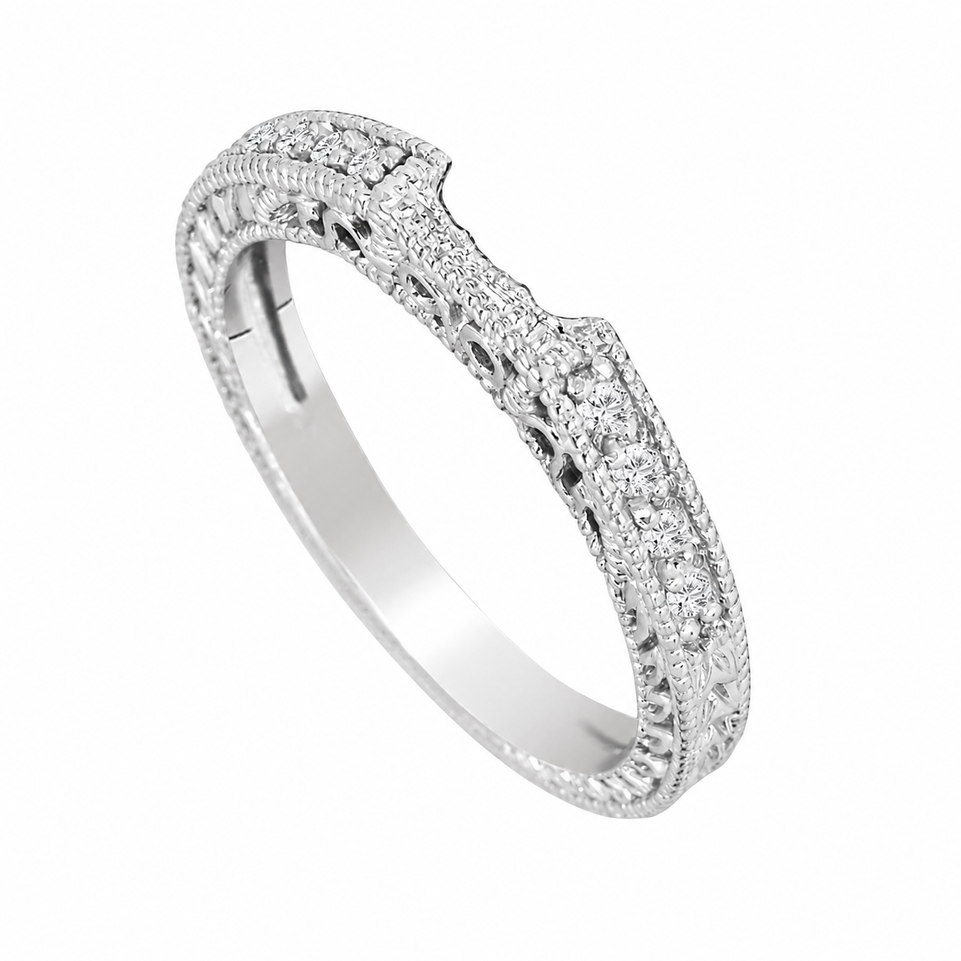 Diamond Curve Wedding & Anniversary Band 0.15 Carat 14K White Gold Certified Handmade 