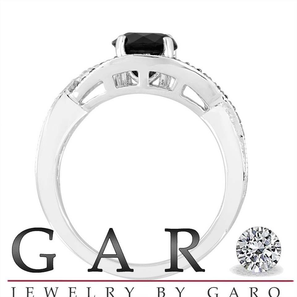 Platinum Black & White Diamonds Twisted Engagement Ring 1.52 Carat Unique Certified Handmade 