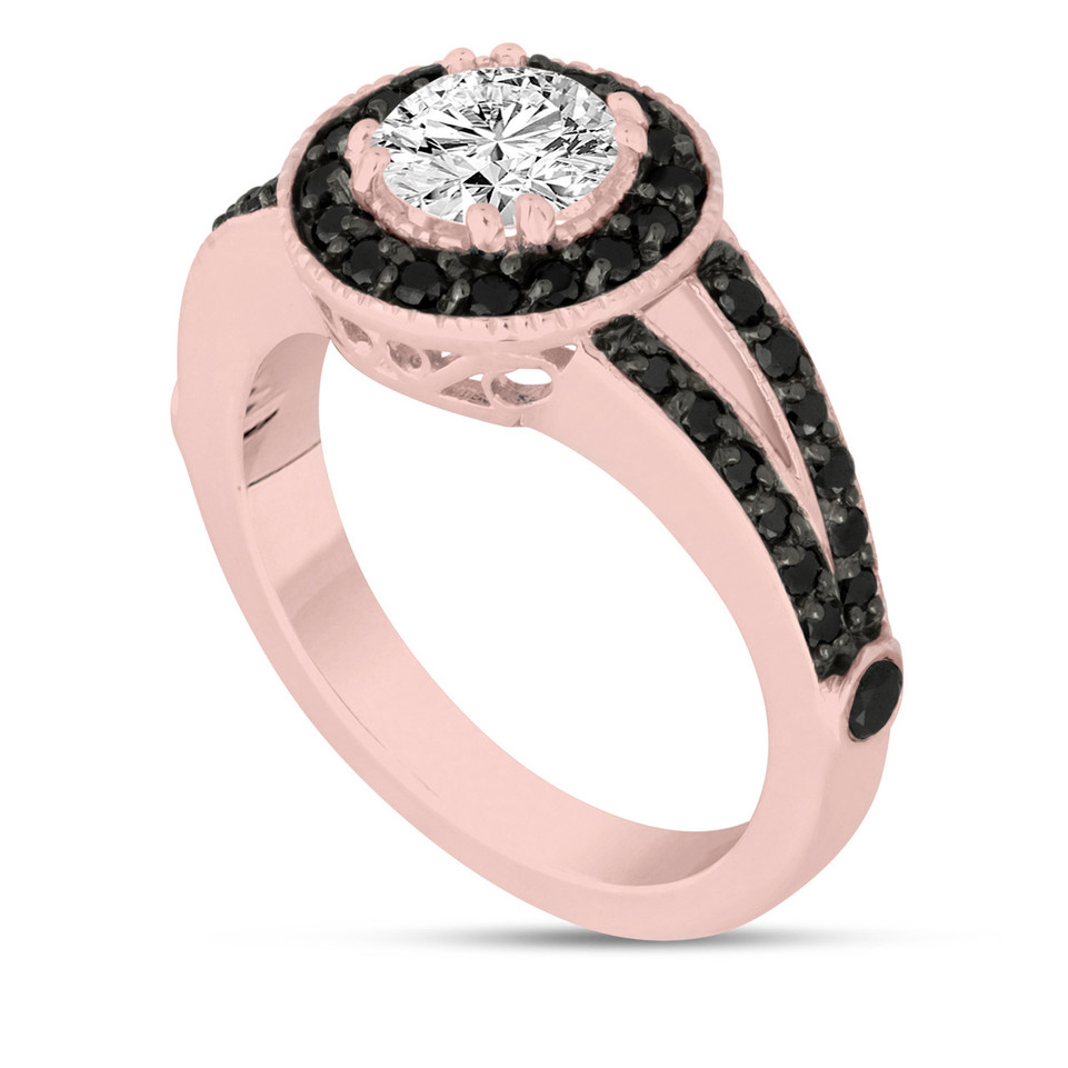 Diamond Halo Engagement Ring 1.56 Carat 14K Rose Gold Unique GIA Certified Handmade Diamond Halo Engagement Ring 1.56 Carat 14K Rose Gold Unique GIA Certified Handmade