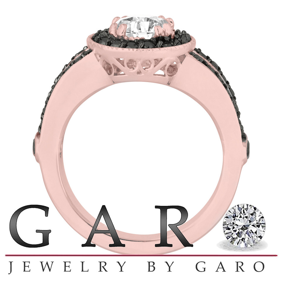 Diamond Halo Engagement Ring 1.56 Carat 14K Rose Gold Unique GIA Certified Handmade Diamond Halo Engagement Ring 1.56 Carat 14K Rose Gold Unique GIA Certified Handmade