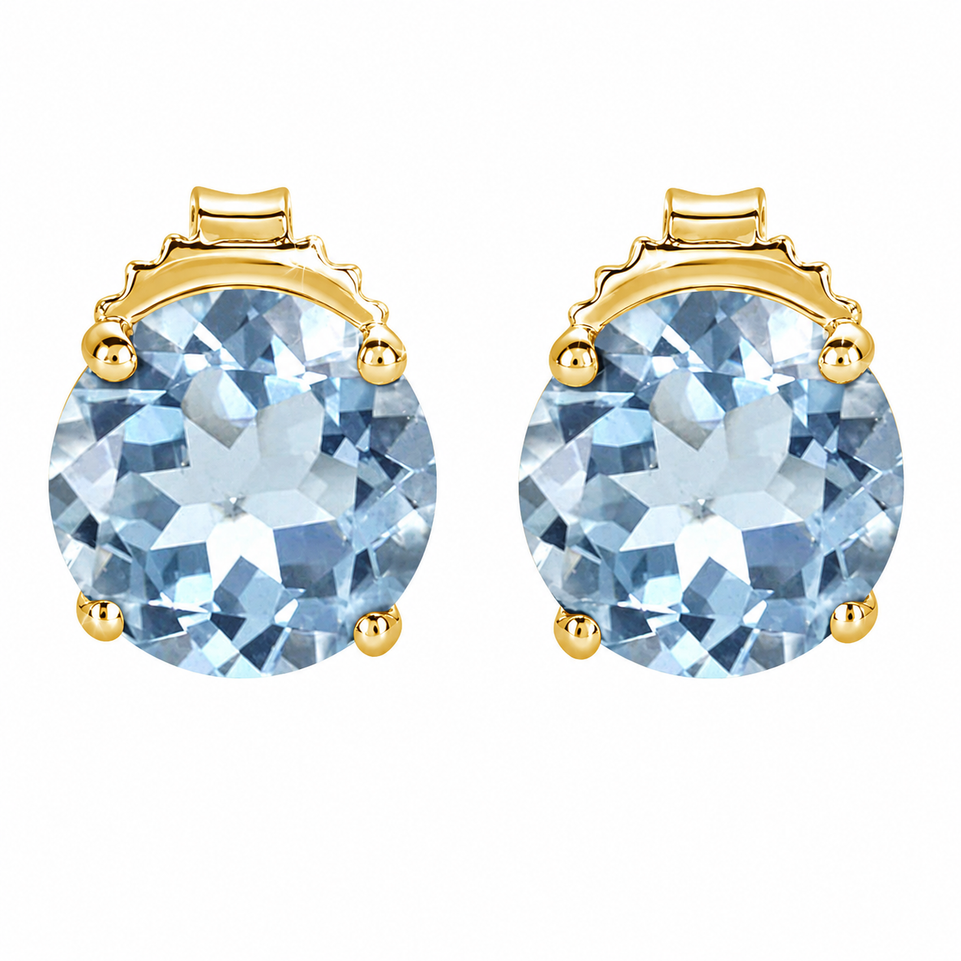 4 Carat Aquamarine Stud Earrings 14K White Gold or Yellow Gold Natural March Birthstone Handmade Certified 