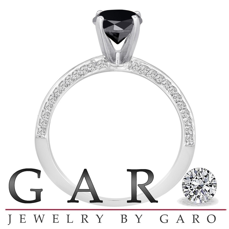 Platinum 1.29 Carat Fancy Black Diamond Engagement Ring Micro Pave Handmade Certified
