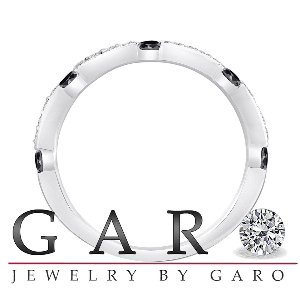 Platinum Fancy Black Diamond Wedding Band Half Eternity 0.50 Carat Canal And Micro Pave Set handmade
