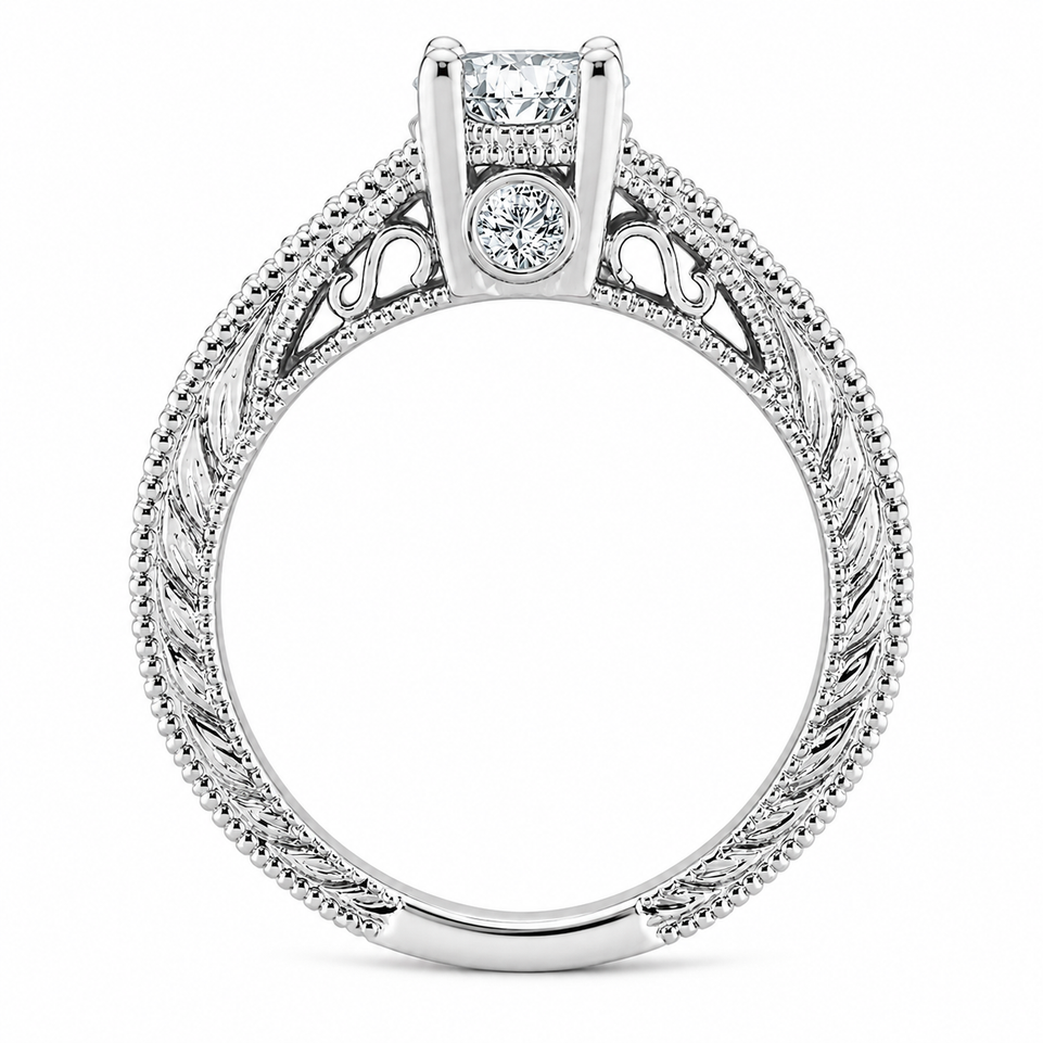 Natural Diamond Engagement Ring Unique Scroll Vintage Style 0.75 Carat GIA Certified 14K Yellow Gold White Gold Rose Gold Handmade
