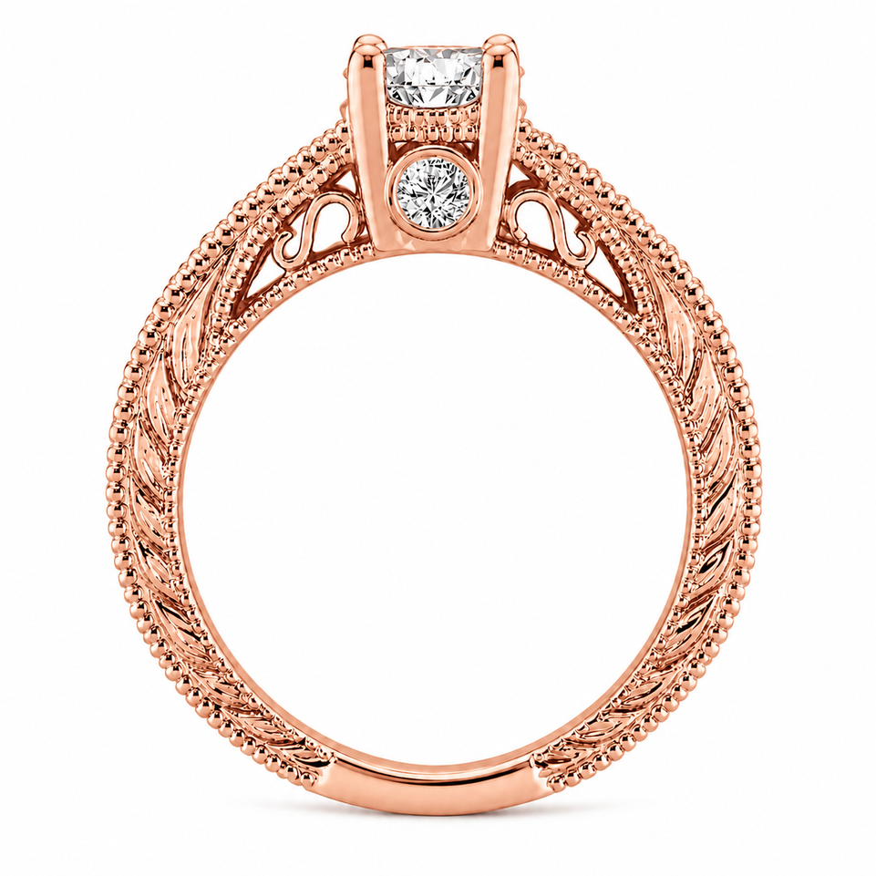 Natural Diamond Engagement Ring Unique Scroll Vintage Style 0.75 Carat GIA Certified 14K Yellow Gold White Gold Rose Gold Handmade