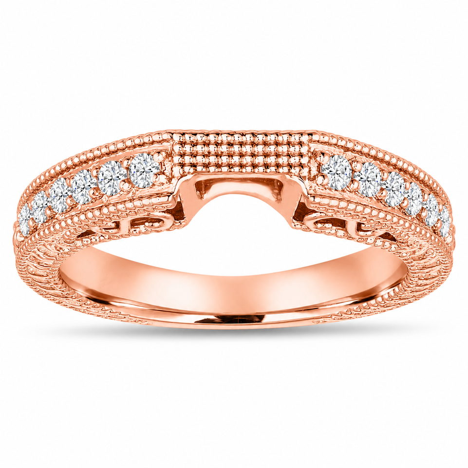 Unique Wedding & Anniversary Diamond Curve Band 14K White Gold, Rose Gold Or Yellow Gold 0.21 Carat Certified Handmade 