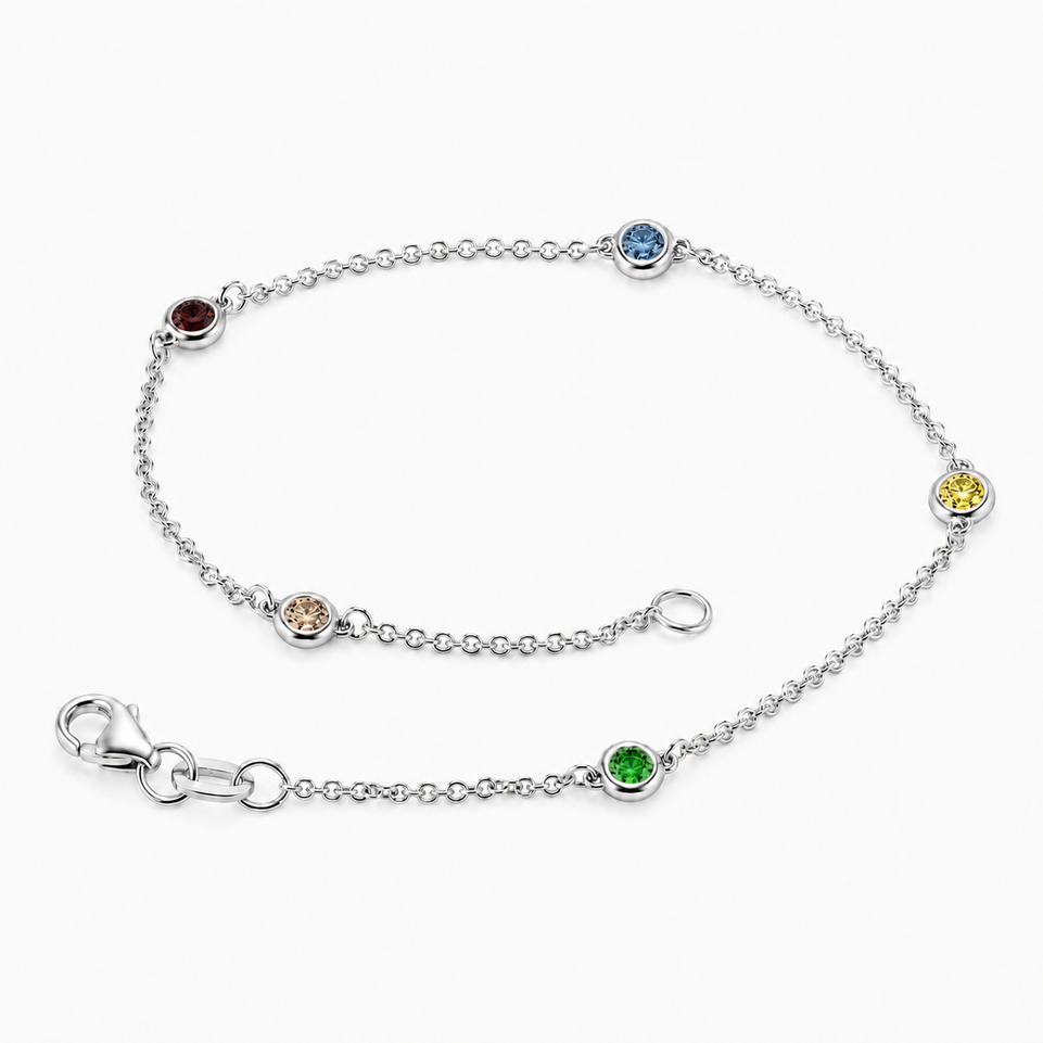 Multi Fancy Color Diamond By The Yard Bracelet, Station Bracelet 0.25 Carat 14K White Gold, Rose Gold Or Yellow Gold Unique Handmade