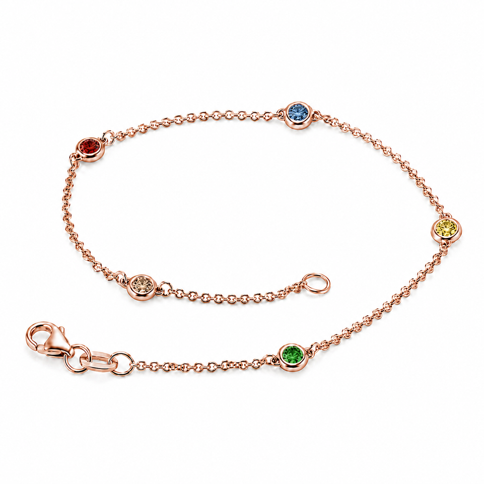 Multi Fancy Color Diamond By The Yard Bracelet, Station Bracelet 0.25 Carat 14K White Gold, Rose Gold Or Yellow Gold Unique Handmade