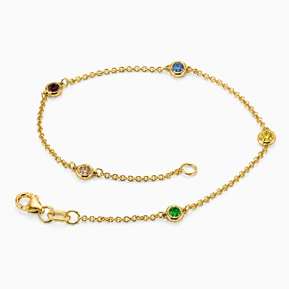 Multi Fancy Color Diamond Station Bracelet 0.25 Carat 14K White Gold, Rose Gold Or Yellow Gold Unique Handmade