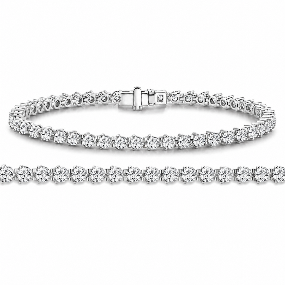 3.60 Carat Diamonds Tennis Bracelet, 3 Prong Martini Bracelet 14K White Gold Certified Handmade