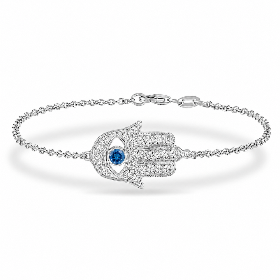 Hamsa Diamond Bracelet 0.32 Carat Unique 14K White Gold, 14K Yellow Gold or 14K Rose Gold Handmade Micro Pave