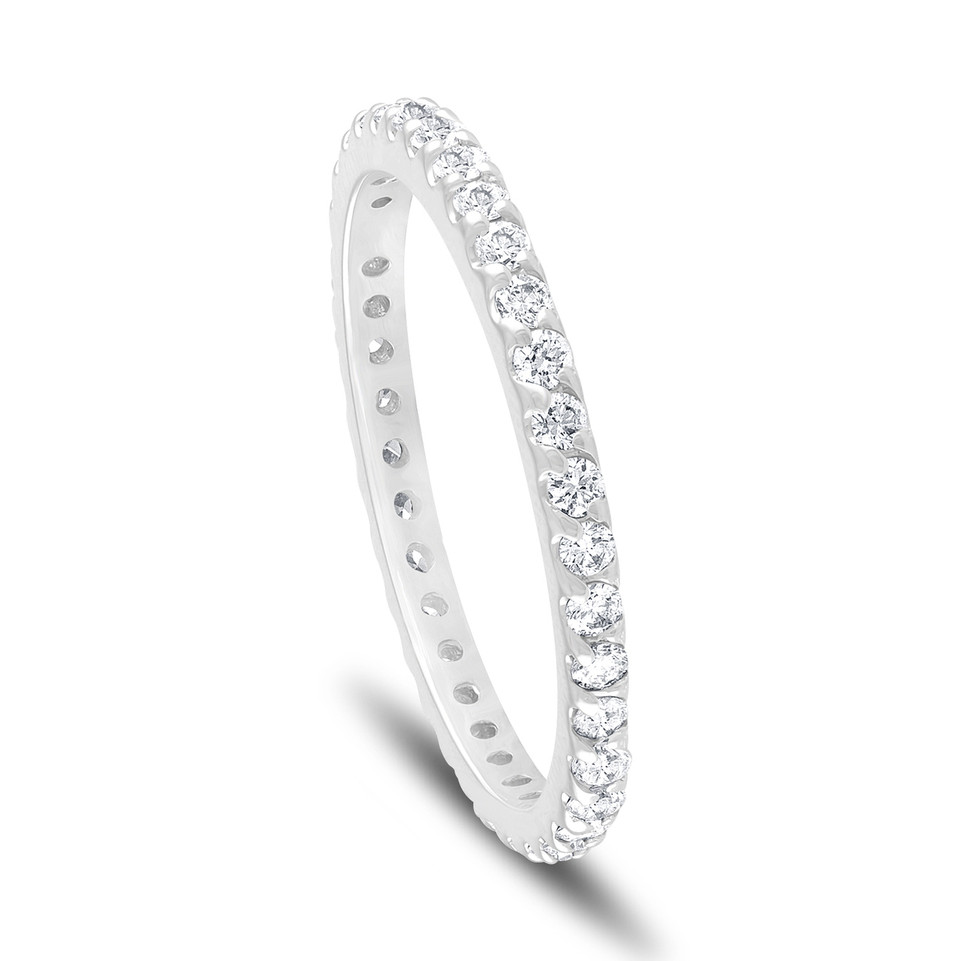 Platinum Eternity Diamond Wedding Band, 0.56 Carat Certified Handmade
