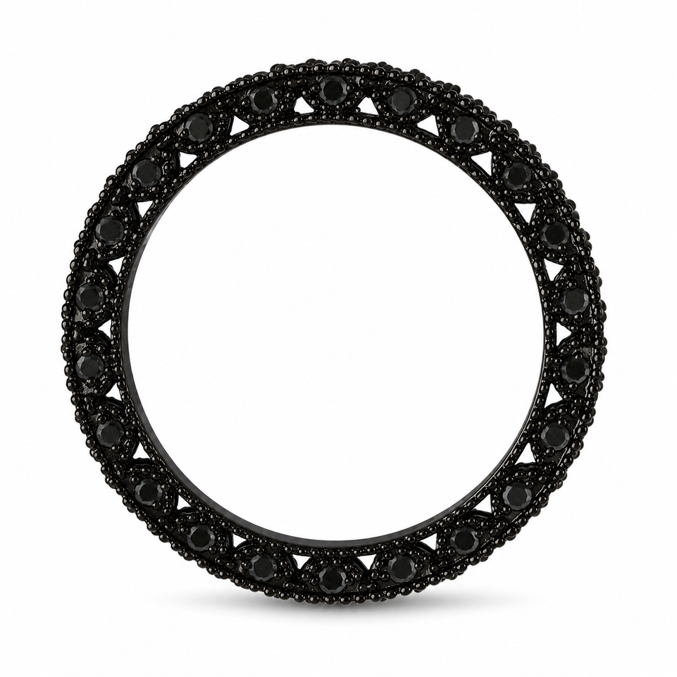 His and Hers Wedding Bands, Unique Black Diamond Matching Rings, Couple Wedding Bands Sets, Eternity Rings, 14K Black Gold 3.65 Carat