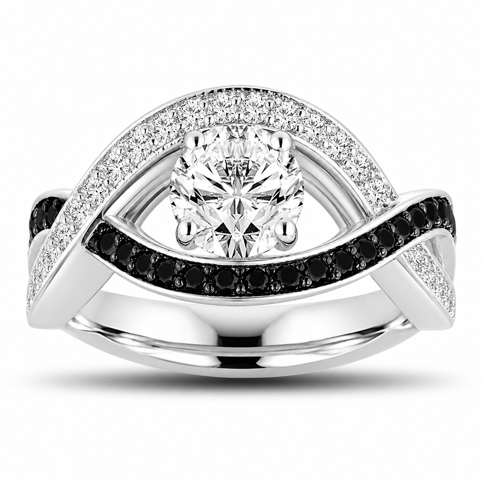 Natural Diamond Twisted Engagement Ring, 1.32 Carat GIA Certified 14K White Gold Handmade