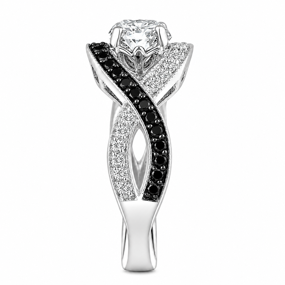 Natural Diamond Twisted Engagement Ring, 1.32 Carat GIA Certified 14K White Gold Handmade