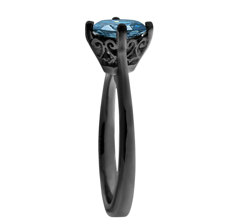 Blue Diamond Solitaire Engagement Ring Unique 1.22 Carat 14K Black Gold Gallery Design Handmade
 Blue Diamond Solitaire Engagement Ring Unique 1.22 Carat 14K Black Gold Gallery Design Handmade